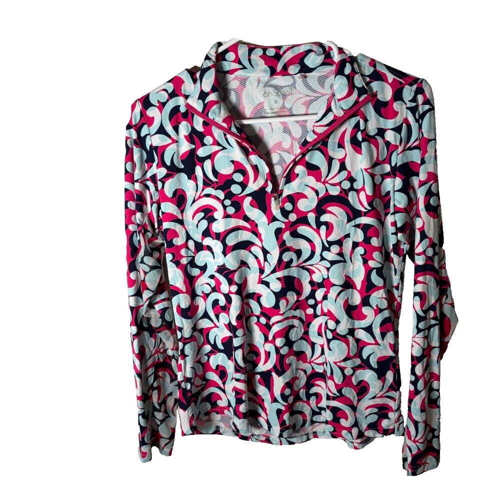 San Soleil Sweatshirt Women's Small Colorful Athletic Pullover 1/4 Zip Active